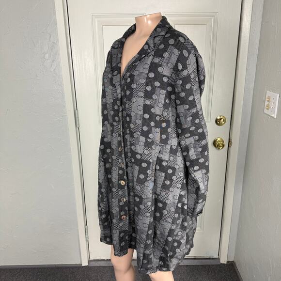 Cut Loose Womens Shirt XL Lagenlook Art to Wear Cotton Polka Dot Plaid Button V9 - Picture 3 of 7